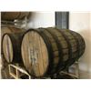 Image 2 : 2 WOODEN (APPROX 35 GALLON) CASK BARRELS WITH METAL STORAGE RACK