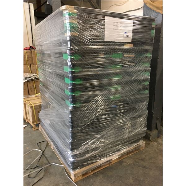 11 BLACK PLASTIC PALLETS WITH TOPS