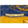 Image 2 : Hermes Blue and Golden Silk Les Clefs Scarf