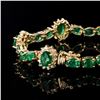 Image 2 : 12.17 ctw Emerald and 1.42 ctw Diamond 14K Yellow Gold Bracelet