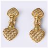 Image 1 : Pair 18k Yellow Gold & Diamond Double Heart Earrings