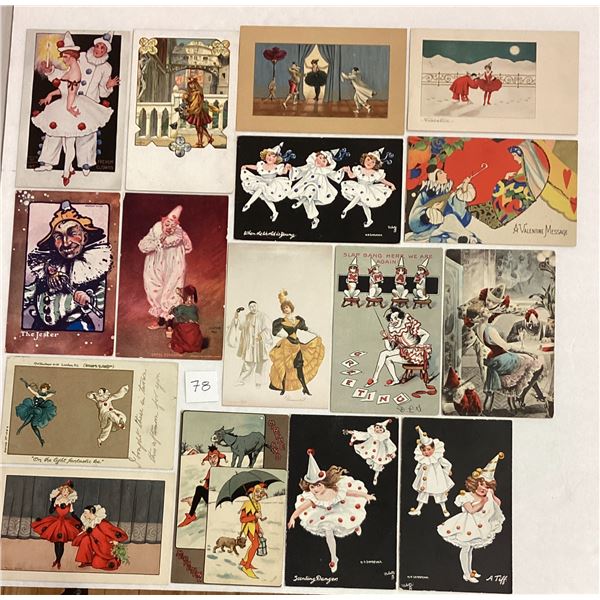 Clowns on Postcards 22 Cards