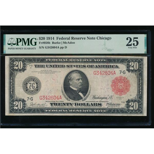 1914 $20 Red Seal Chicago FRN PMG 25