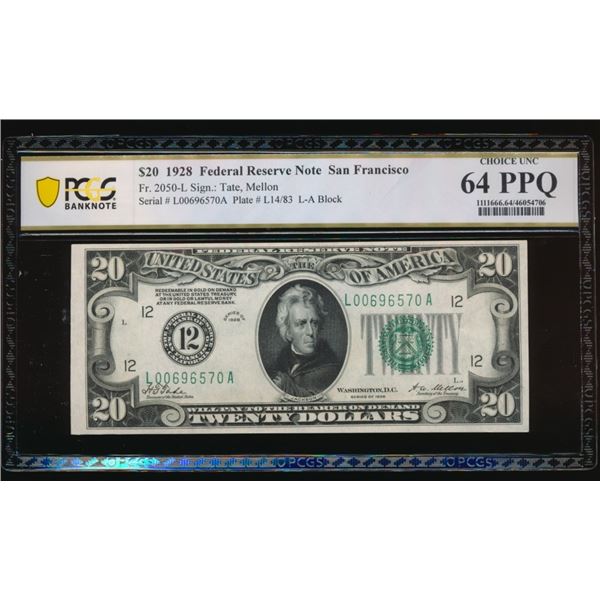 1928 $20 San Francisco FRN PCGS 64PPQ