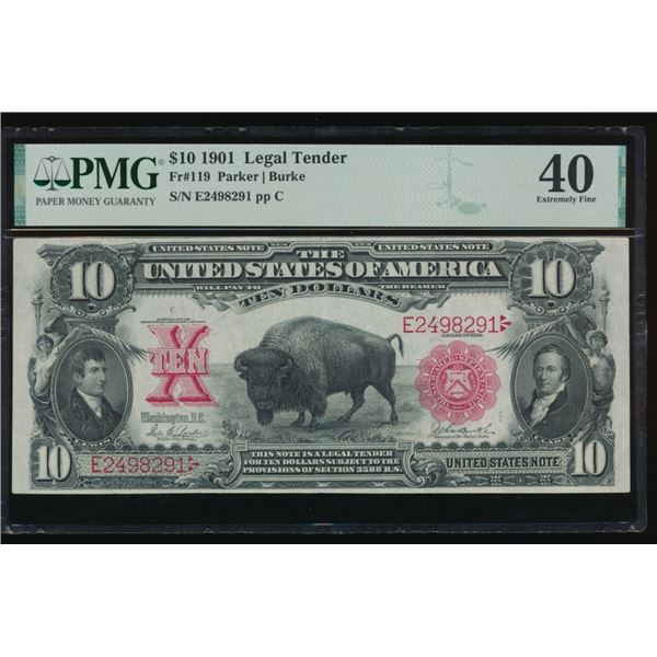 1901 $10 Bison Legal Tender Note PCGS 40