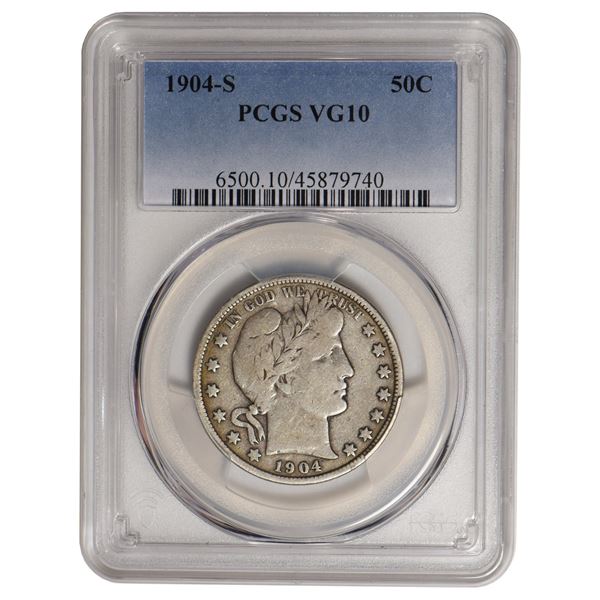 1904-S Barber Half Dollar PCGS VG10