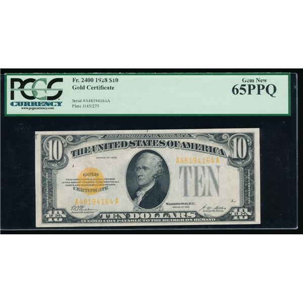 1928 $10 Gold Certificate PCGS 65PPQ