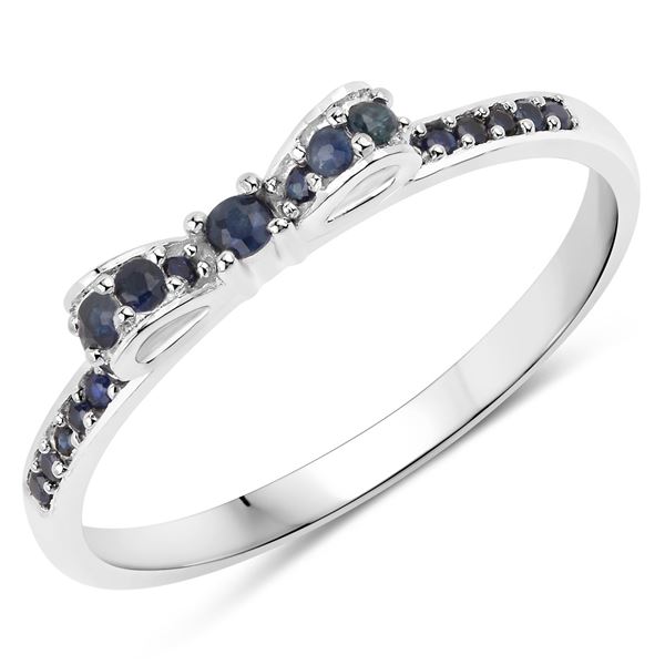 14KT White Gold 0.31ctw Blue Sapphire Ring