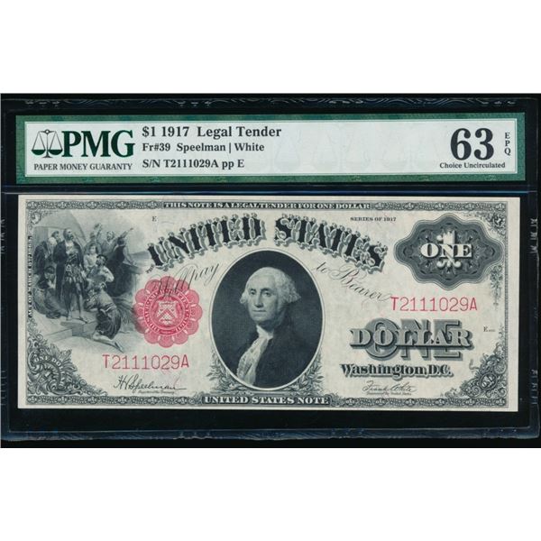 1917 $1 Legal Tender Note PMG 63EPQ