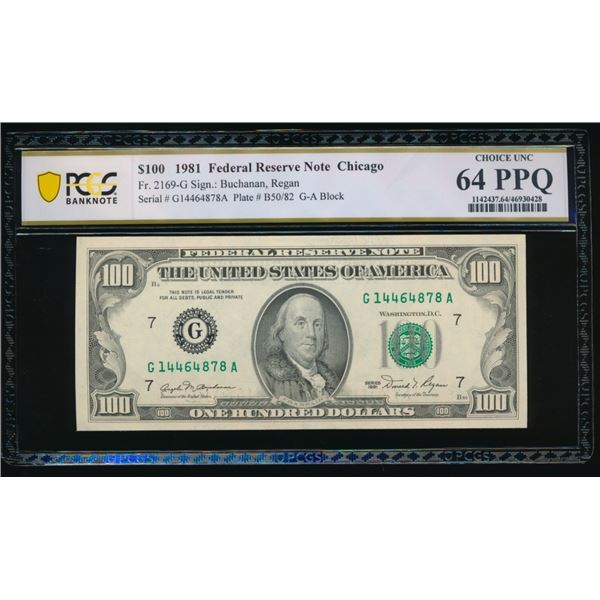 1981 $100 Chicago FRN PCGS 64PPQ