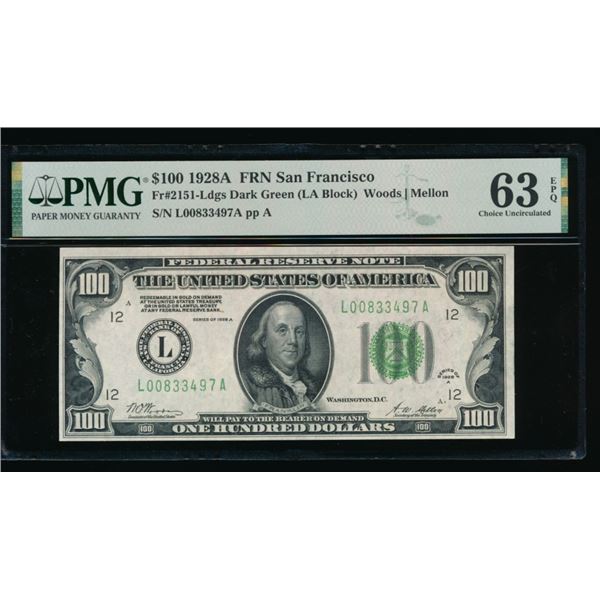 1928A $100 San Francisco FRN PMG 63EPQ