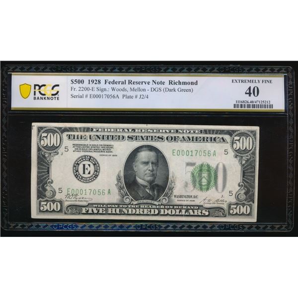1928 $500 Richmond FRN PCGS 40