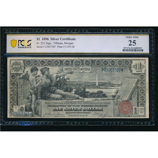 1896 $1 Educational Silver Certificate PCGS 25