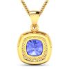 Image 3 : 14KT Yellow Gold 2.10ct Tanzanite and Diamond Pendant with Chain