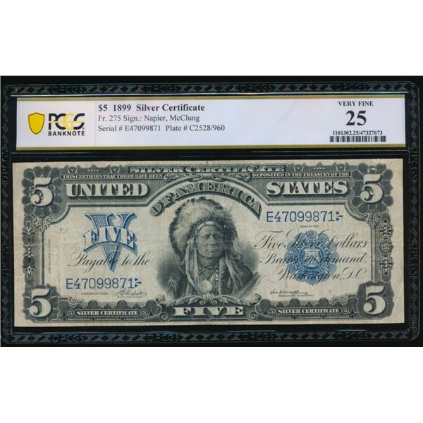 1899 $5 Chief Silver Certificate PCGS 25