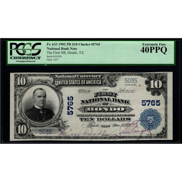 1902 $10 Hondo TX National PCGS 40PPQ