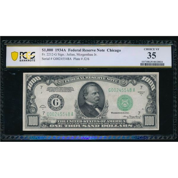1934A $1000 Chicago FRN PCGS 35