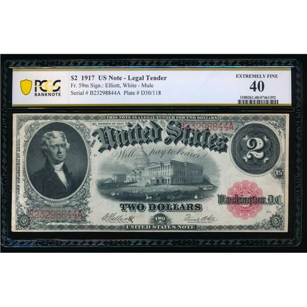 1917 $2 Legal Tender Note PCGS 40