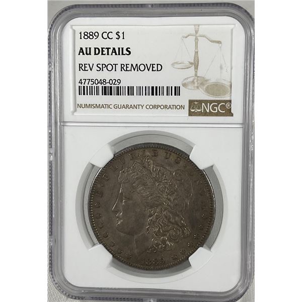 1889-CC $1 Morgan Silver Dollar NGC AU Details