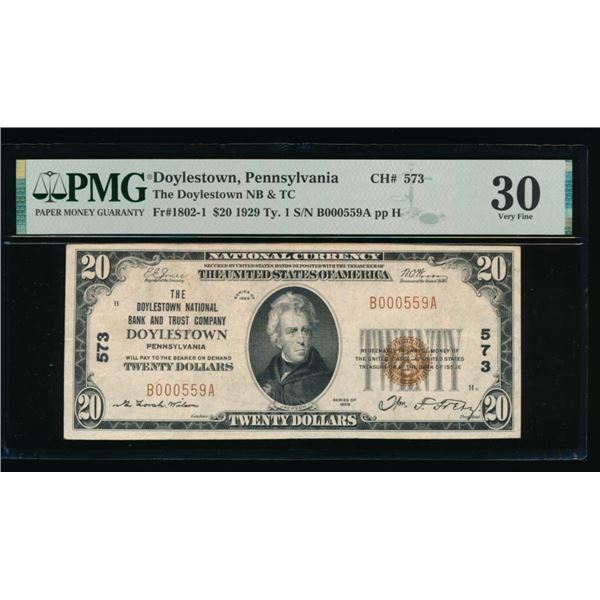 1929 $20 Doylestown PA National PMG 30