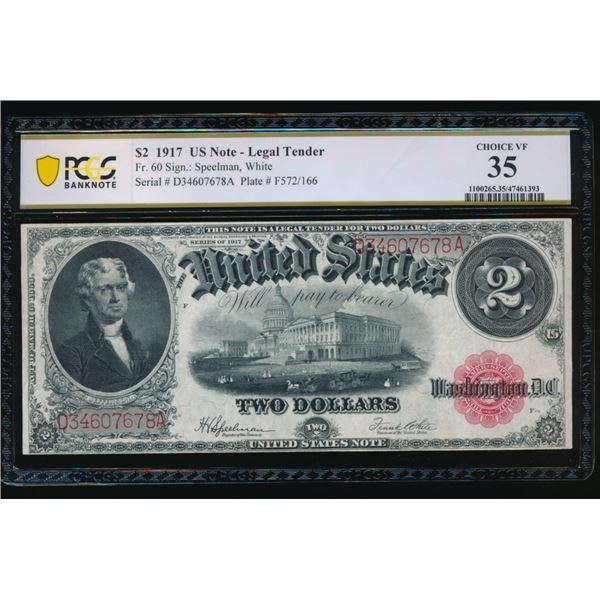 1917 $2 Legal Tender Note PCGS 35