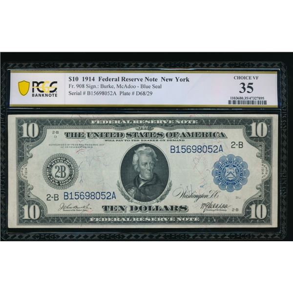 1914 $10 New York FRN PCGS 35