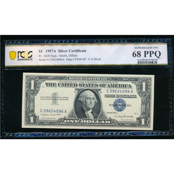 1957A $1 Silver Certificate PCGS 68PPQ