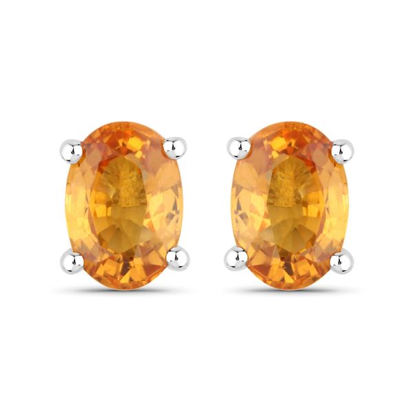 14KT White Gold 1.10ctw Orange Sapphire Earrings