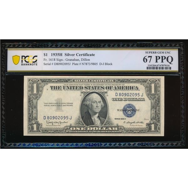 1935H $1 Silver Certificate PCGS 67PPQ