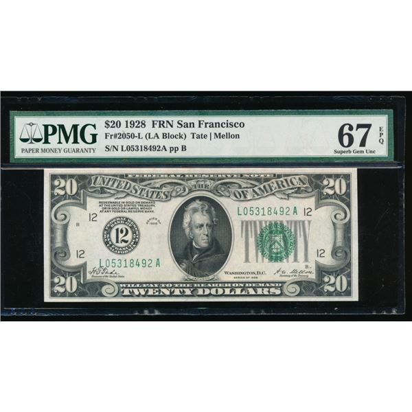 1928 $20 San Francisco FRN PMG 67EPQ