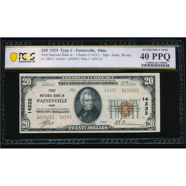 1929 $20 Painesville OH National PCGS 40PPQ