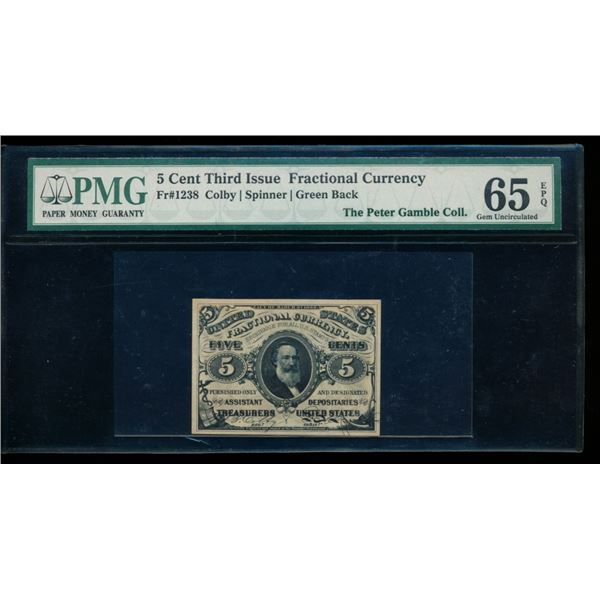 5 Cent Third Issue Fractional PMG 65EPQ
