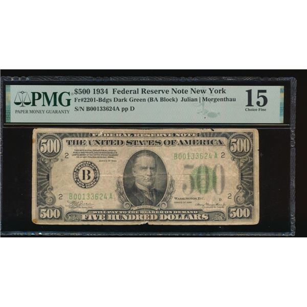 1934 $500 New York FRN PMG 15
