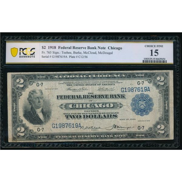 1918 $2 Chicago FRN PCGS 15