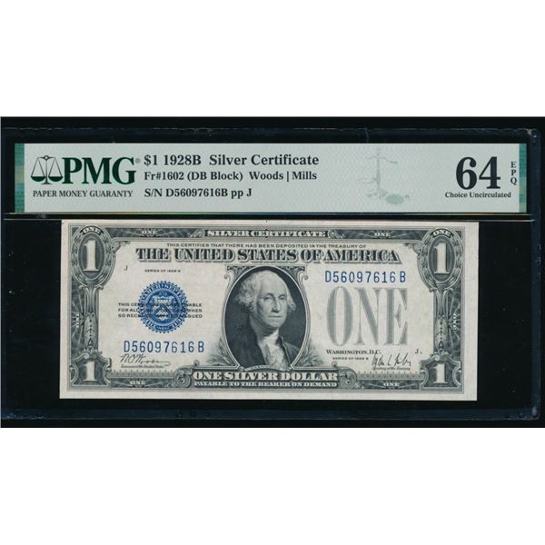 1928B $1 Silver Certificate PMG 64EPQ