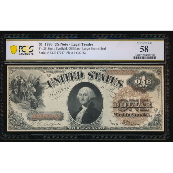 1880 $1 Legal Tender Note PCGS 58