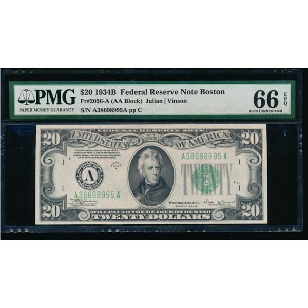1934B $20 Boston FRN PMG 66EPQ