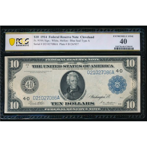1914 $10 Cleveland FRN PCGS 40