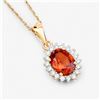 Image 2 : 14KT Yellow Gold 1.87ctw Spessartite Garnet and White Diamond Pendant