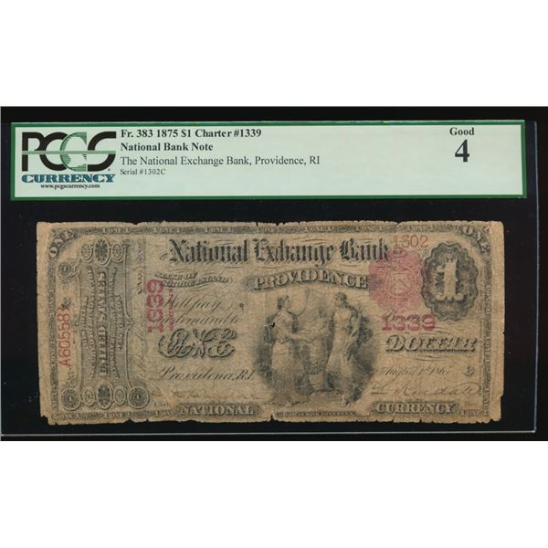 1875 $1 Providence RI National PCGS 4
