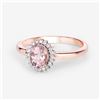 Image 2 : 14KT Rose Gold 0.81ctw Morganite and White Diamond Ring