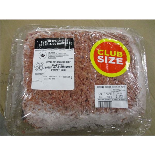 SHELF PULLS (AS IS):  CLUB SIZE REGULAR GROUND BEEF (APPROX. $17.40)