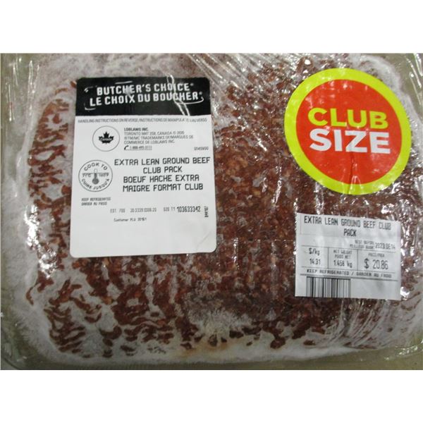 SHELF PULLS (AS IS):  CLUB PACK EXTRA LEAN GROUND BEEF (APPROX. $20.85)