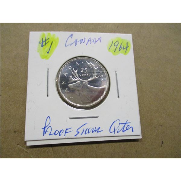 1964 PROOF CANADA SILVER QUARTER