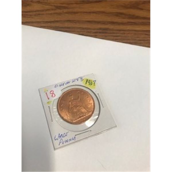 1967 UNCIRCULATED QUEEN ELIZABETH II LARGE PENNY