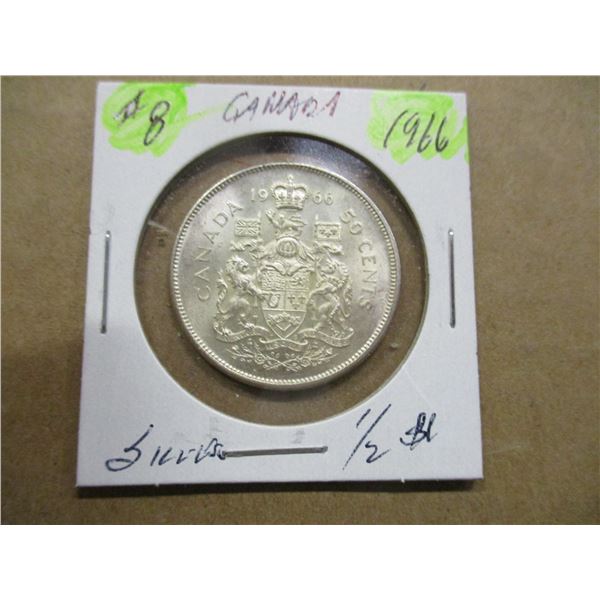 1966 CANADA SILVER HALF DOLLAR