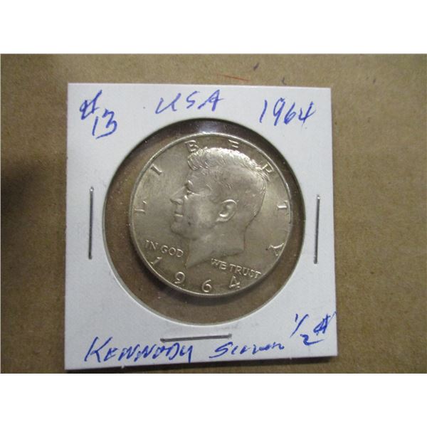 1964 USA KENNEDY SILVER HALF DOLLAR