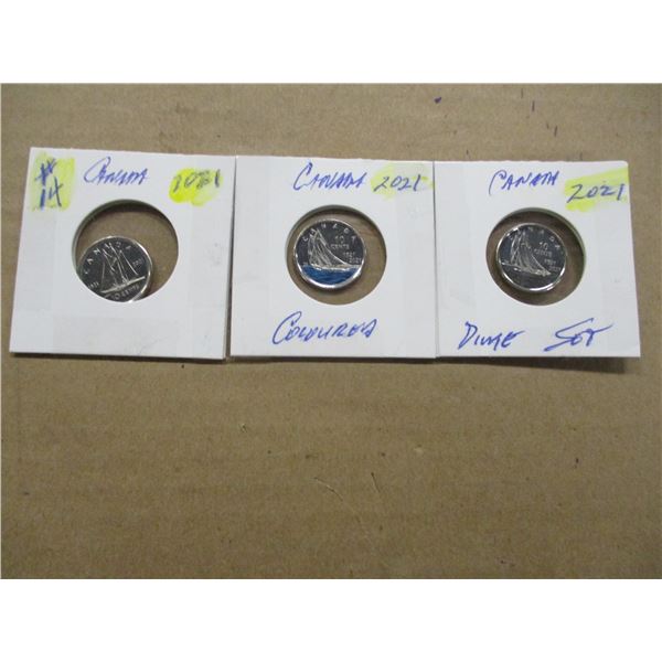 2021 MINT COLORED CANADA DIME SET