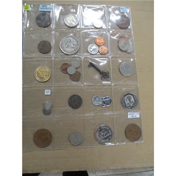 STOCK SHEET OF OVER 30 CANADA & WORLD COLLECTIBLE COINS