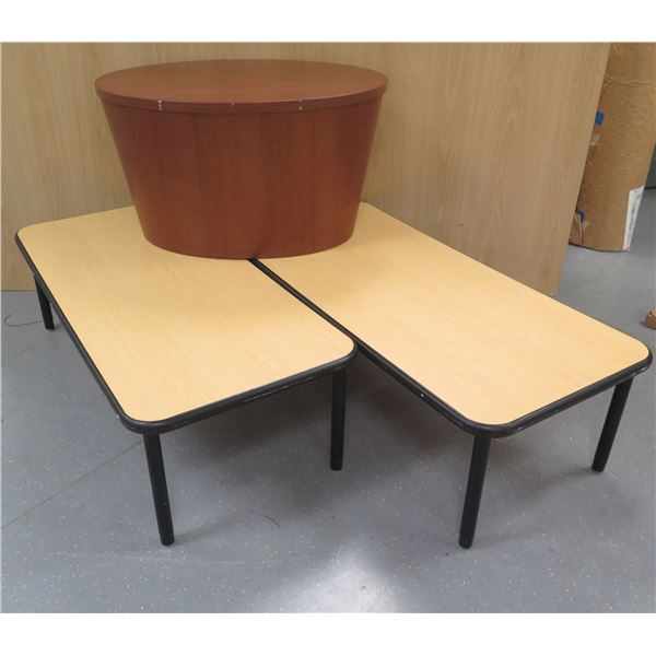 Qty 3 Tables: 2 Rectangle 46"x22" & 1 Oval 32"x18"H